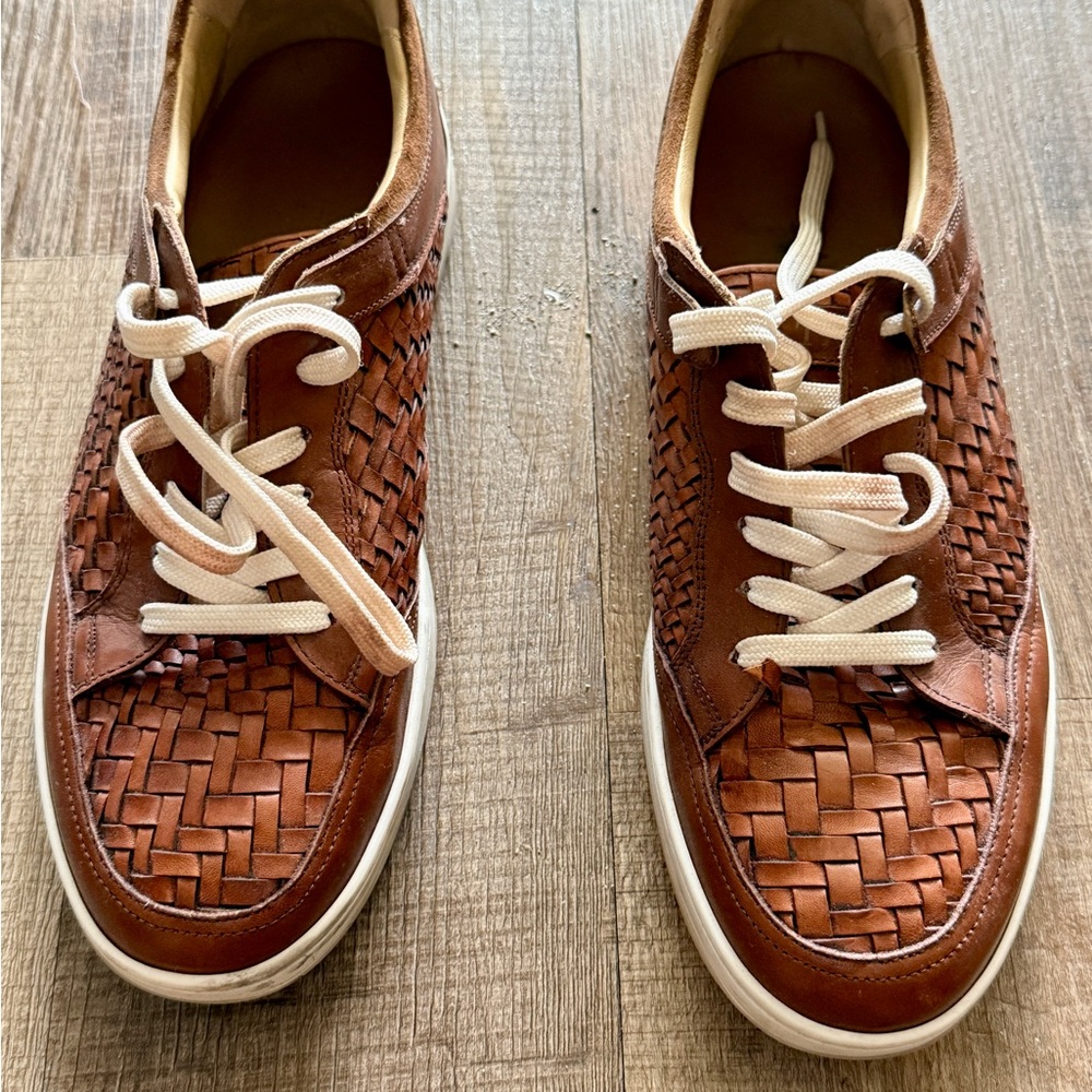Taft Tan Woven Leather Sneakers